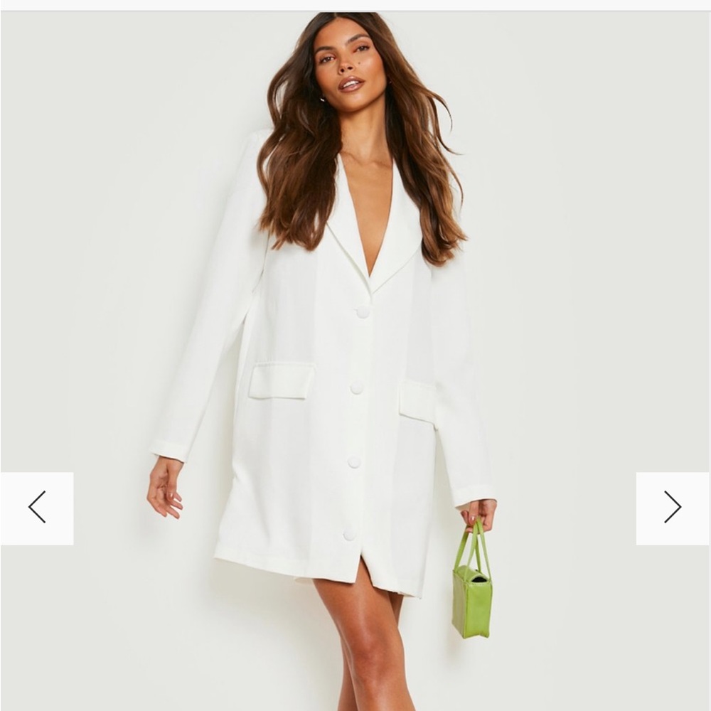 Boohoo White Oversized Blazer Dress Size M